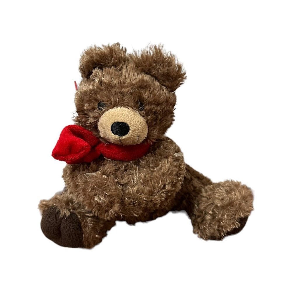 Kmart Brown Teddy Bear Plush Toy Stuffed Animal Red Scarf Holiday Sits No Socks